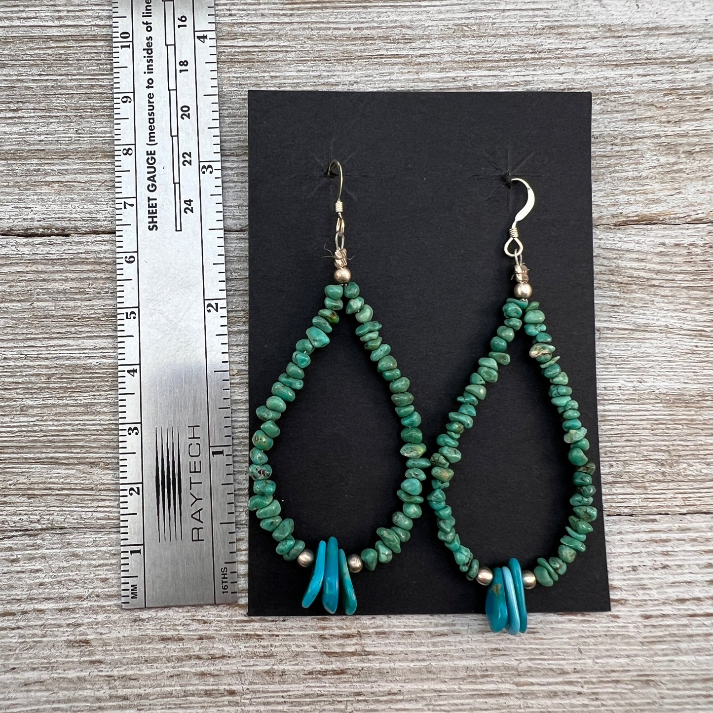 Kingman turquoise earrings 3, boho raw nuggets chips with tab turquoise drops jacla