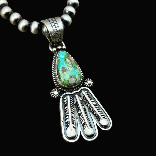 18" Sonoran Turquoise necklace sterling silver 6mm bead Verley Betone Navajo 777