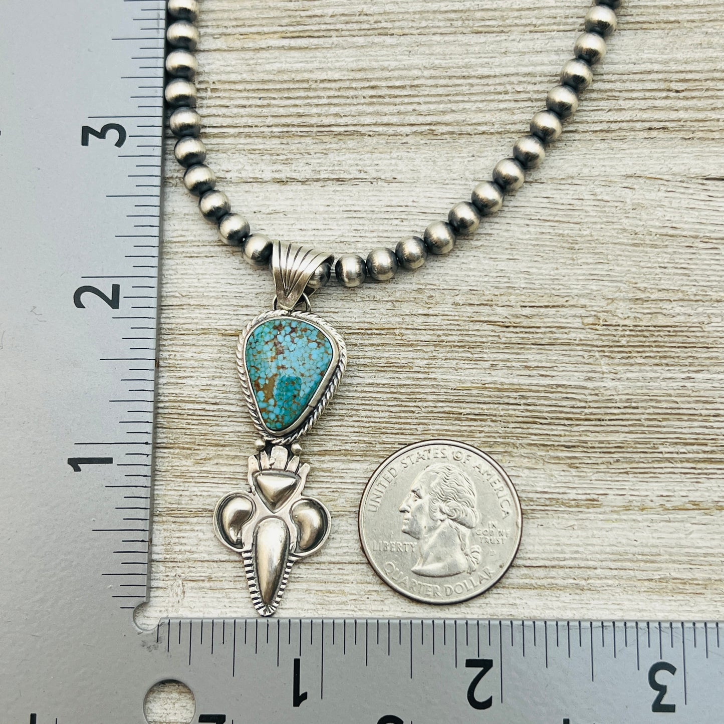 16" Kingman Red Web Turquoise  Necklace Gary Shorty Sterling Silver NK20