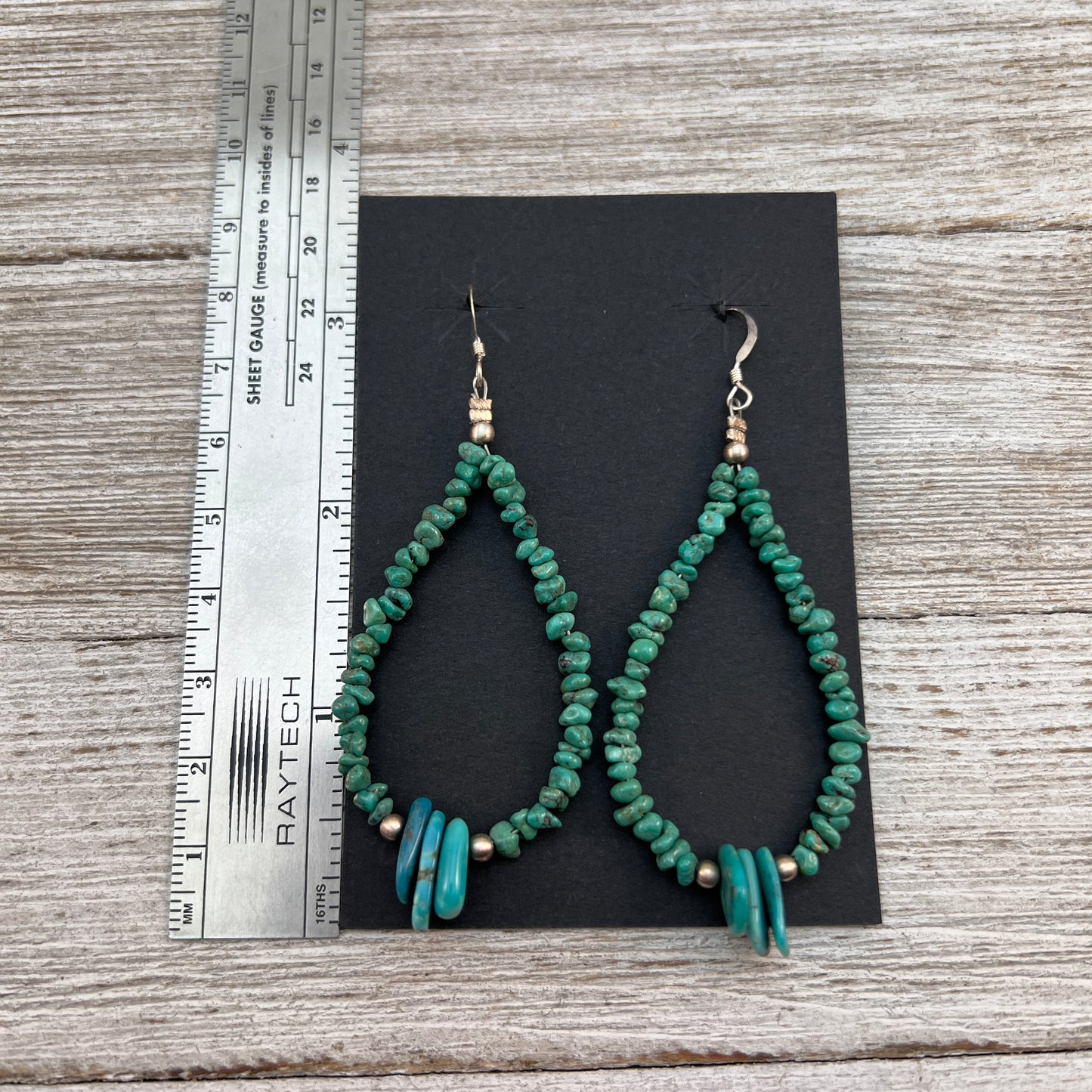 Kingman turquoise earrings 1, boho raw nuggets chips with tab turquoise drops