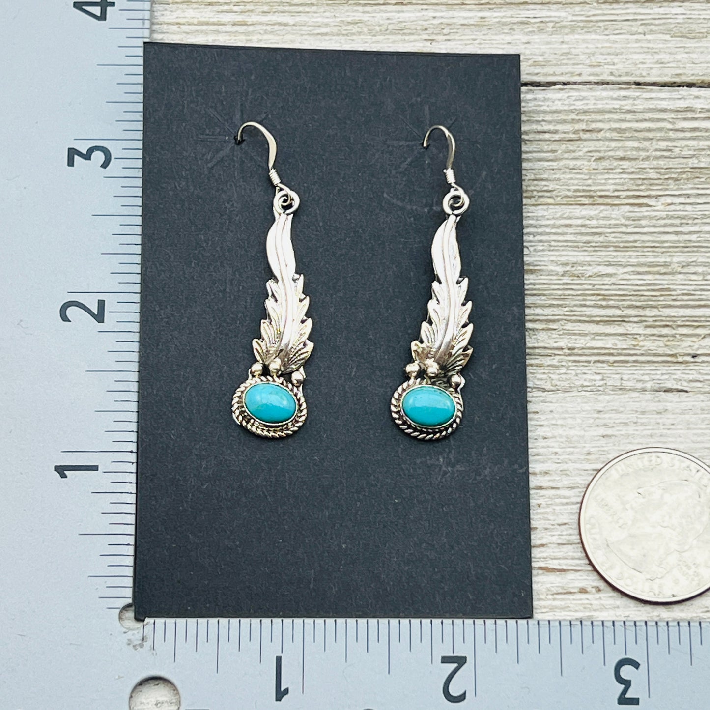 Turquoise  earrings sterling silver Rita Largo Navajo handmade ER39