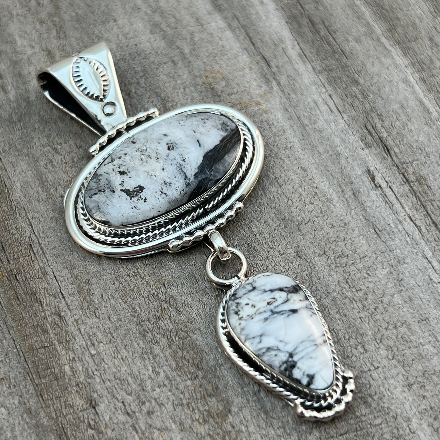 White Buffalo Pendant Sterling silver Navajo Handmade Mike Smith 523