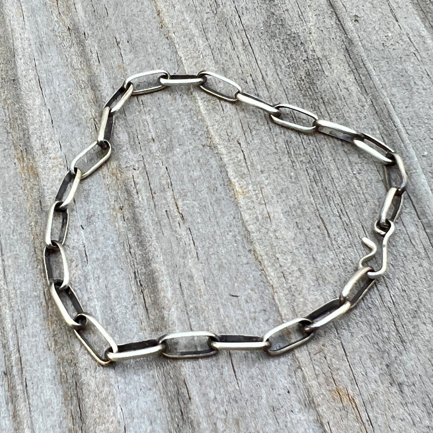 Handmade Sterling silver Paperclip link chain bracelet extension Navajo Sally Shirley 801
