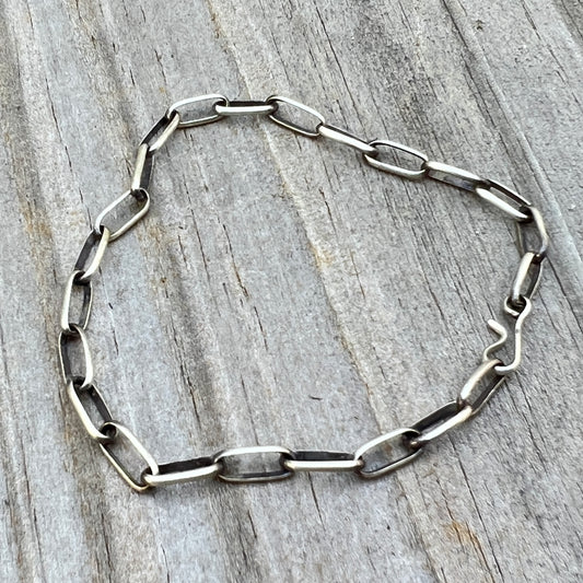 Handmade Sterling silver Paperclip link chain bracelet extension Navajo Sally Shirley 801