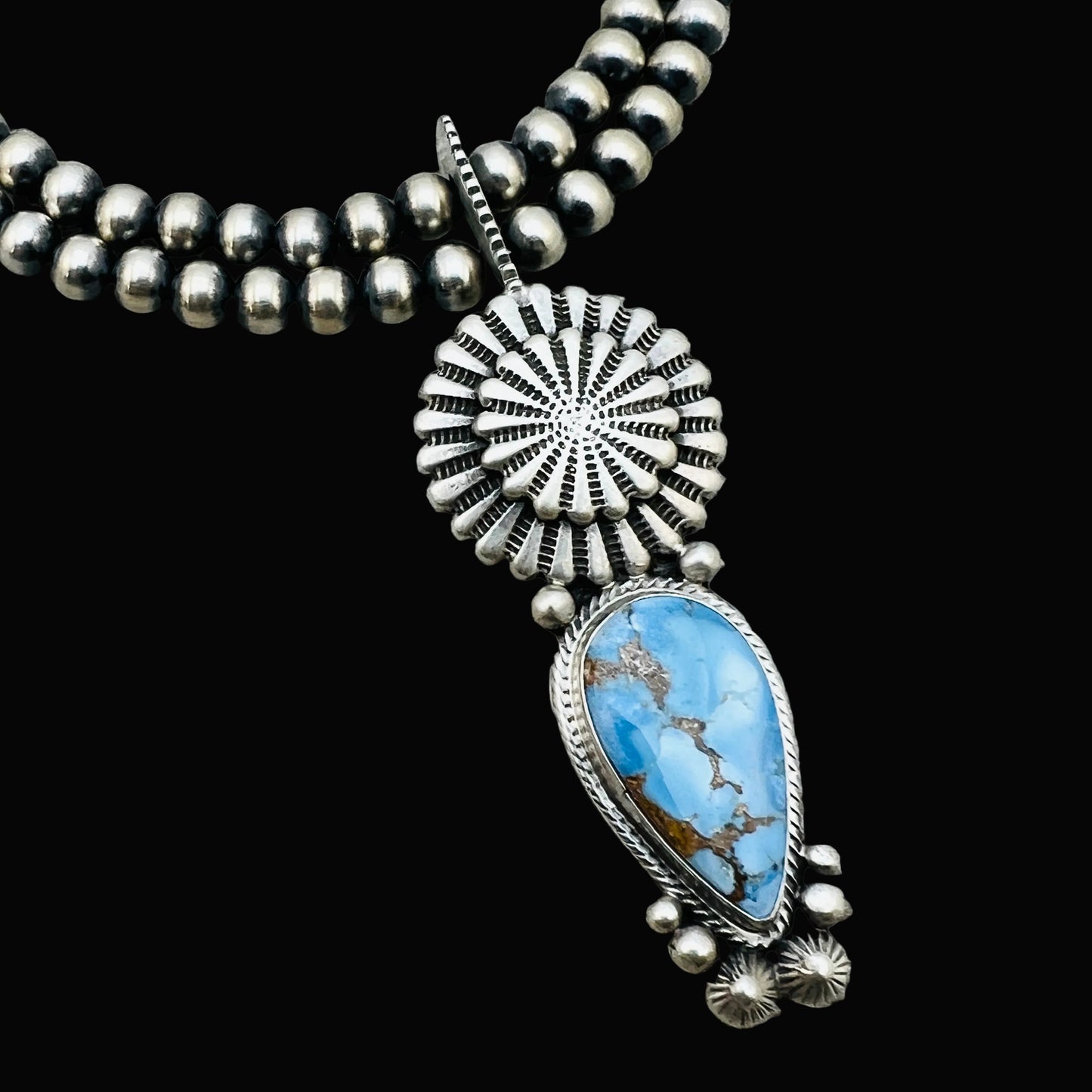 16" Golden Hills Turquoise  Necklace Tom Lewis Sterling NK12