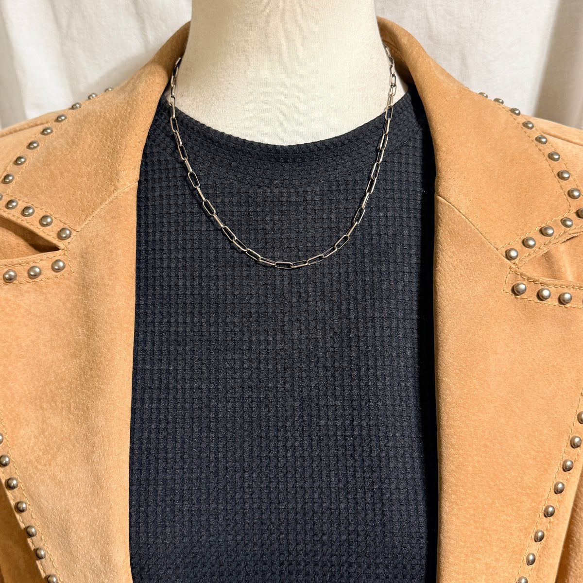 18" Sterling Silver Navajo Handmade Paper Clip Link Chain necklace Sally Shurley CH3-18