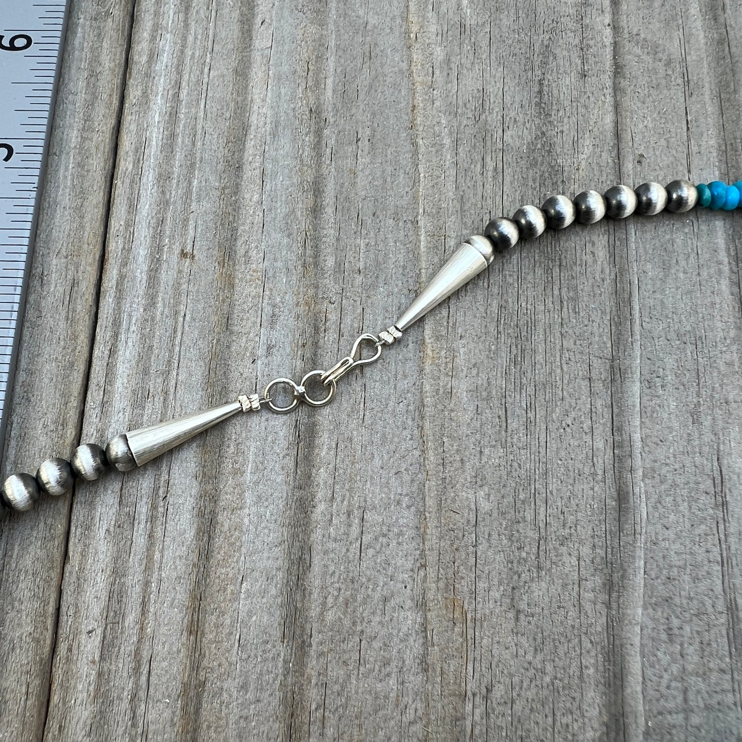 22" blue Turquoise graduated rondelle bead necklace choker Doreen Jake Navajo 782