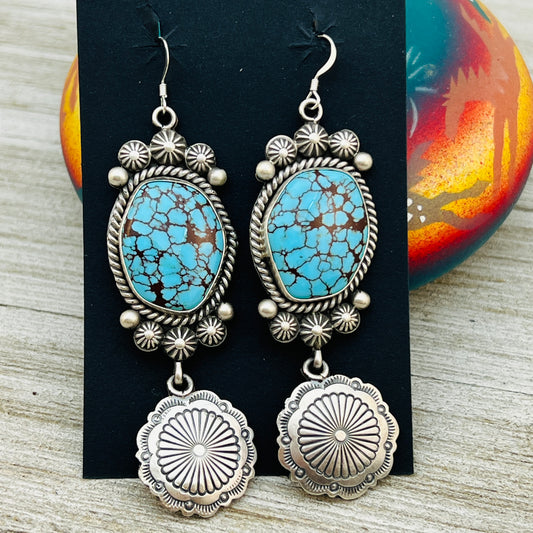 High Quality Egyptian Spiderweb turquoise earrings Michael Calladitto Sterling silver
