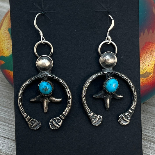 Tufa cast Naja earrings, sterling silver turquoise Navajo Eva & Linberg Billah 5
