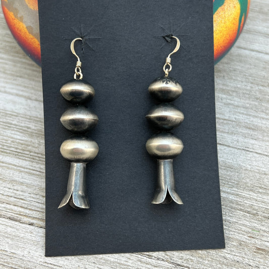 sterling silver Navajo pearl blossom earrings, real handmade Navajo beads, artist Tonisha Haley