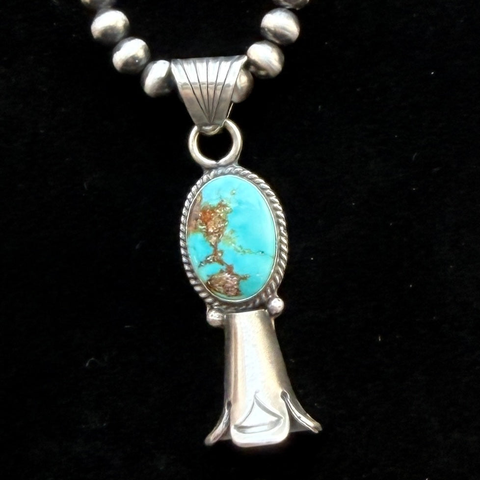 16" Sonoran Turquoise Squash Blossom Necklace Sharon McCarthy Sterling silver NK50