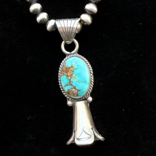 16" Sonoran Turquoise Squash Blossom Necklace Sharon McCarthy Sterling silver NK50
