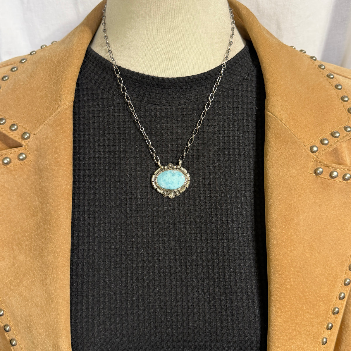 Golden Hills turquoise station necklace Sterling Silver Navajo Samuel Yellowhair NK35