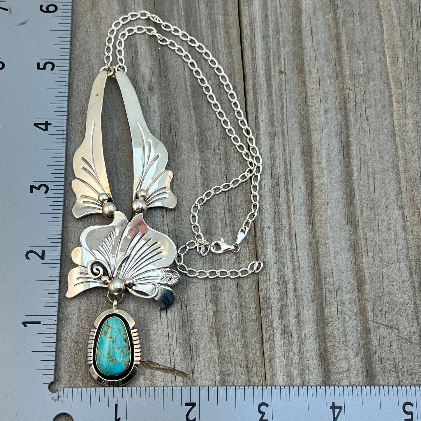 20" Modern Necklace Tyrone turquoise sterling silver Piaso Navajo 830