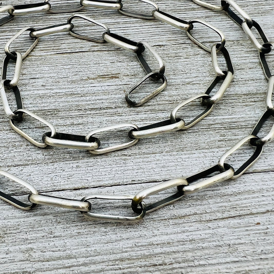 24" Handmade Sterling silver Paperclip link chain necklace Navajo Kevin Shorty CH24KS