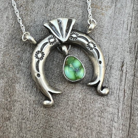 19" Sonoran Turquoise Naja Necklace Sterling silver Navajo Gary Shorty 563