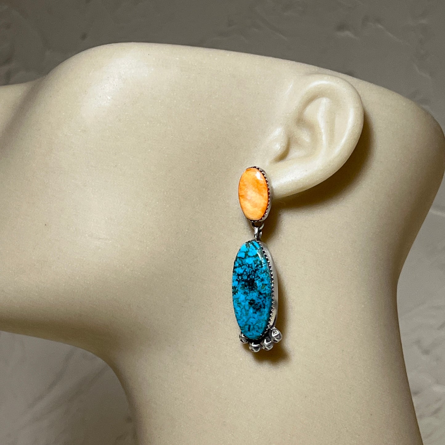Sterling silver Turquoise Orange Spiny Shell Earrings Selena Warner Sterling Silver 833