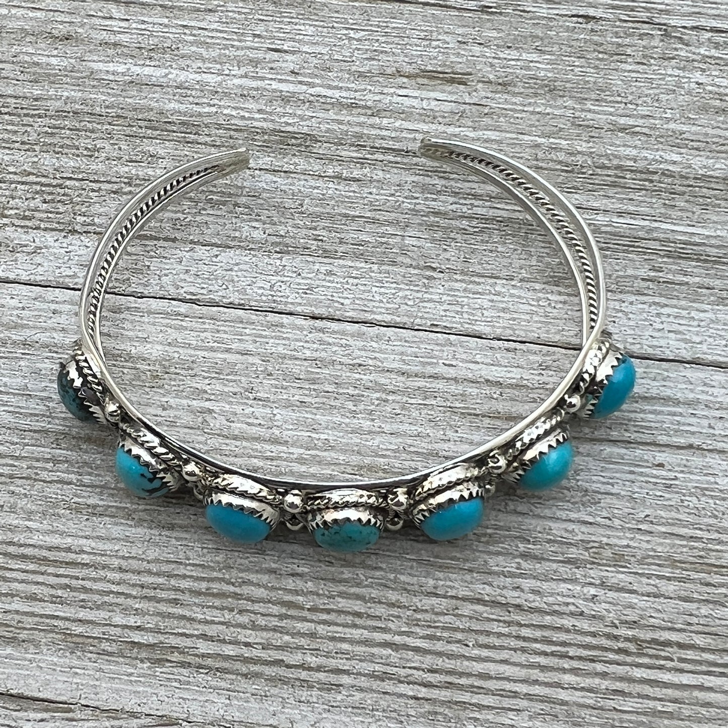 6 3/4" Campitos Turquoise Cuff Bracelet Sterling Silver Verley Betone BR41