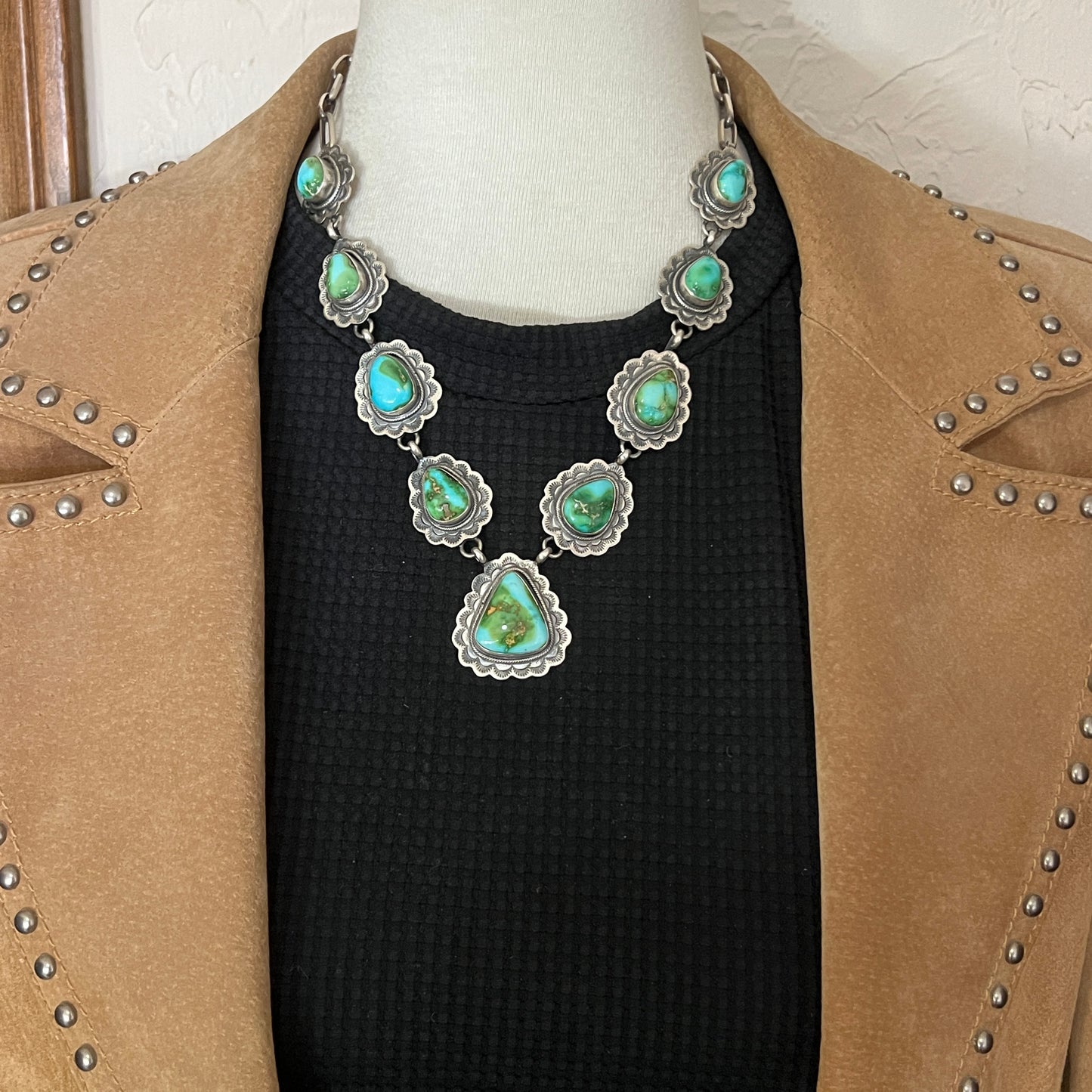 High quality Sonoran Polychrome Turquoise 19 1/2" necklace earrings set Bobby Johnson 703