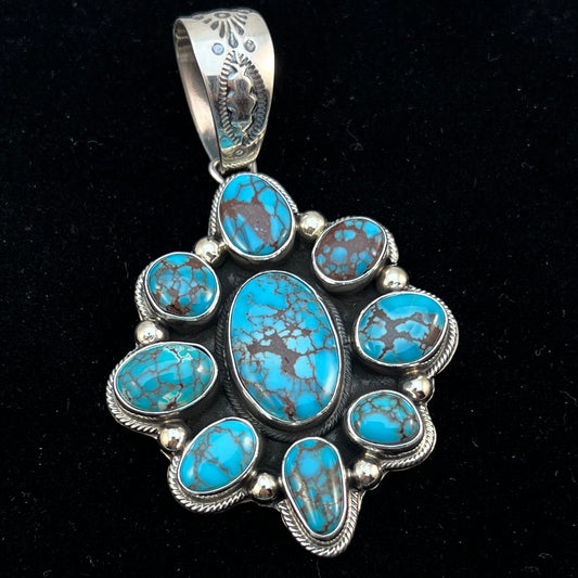 Egyptian Turquoise sterling silver Cluster pendant 1 Navajo Kathleen Livingston