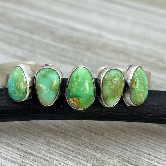 6 1/4" Sonoran Gold Turquoise Cuff Bracelet Sterling silver Navajo Tom Lewis boho