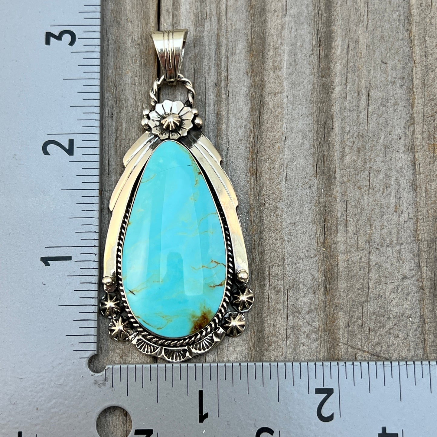 Kingman Turquoise pendant sterling silver Rose Lee Navajo 790