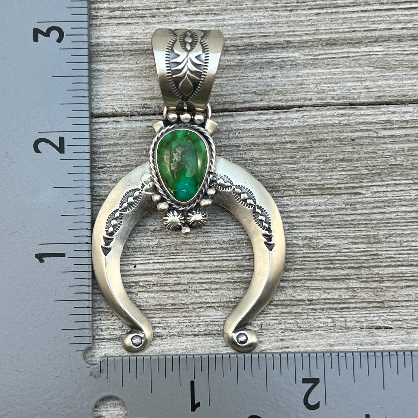 Sonoran Gold Turquoise Naja Pendant Samuel Yellowhair Sterling Silver 606