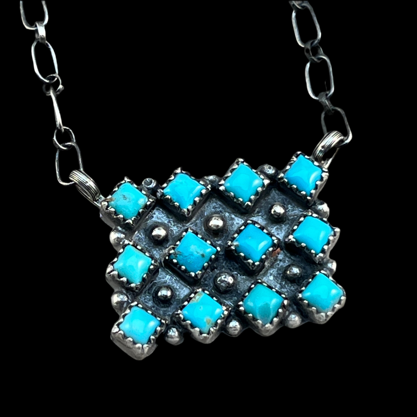 18 1/2" Turquoise Bar Necklace Sterling silver Navajo Melissa Anderson 660