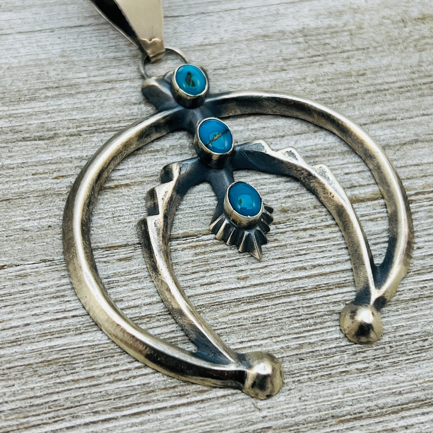 Sterling silver turquoise old style naja pendant Eugene Gruber