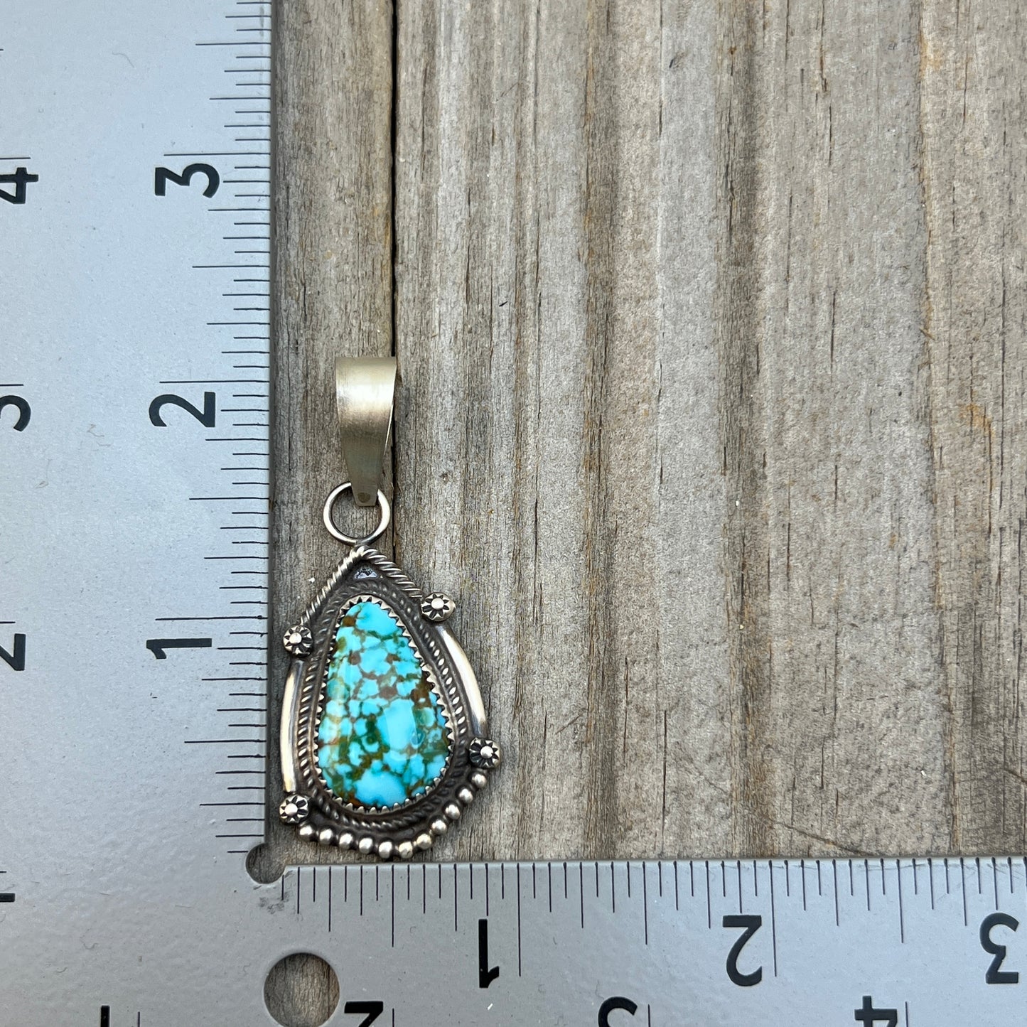High Grade  Kingman Spiderweb Turquoise pendant sterling silver Leslie Nez Navajo 796