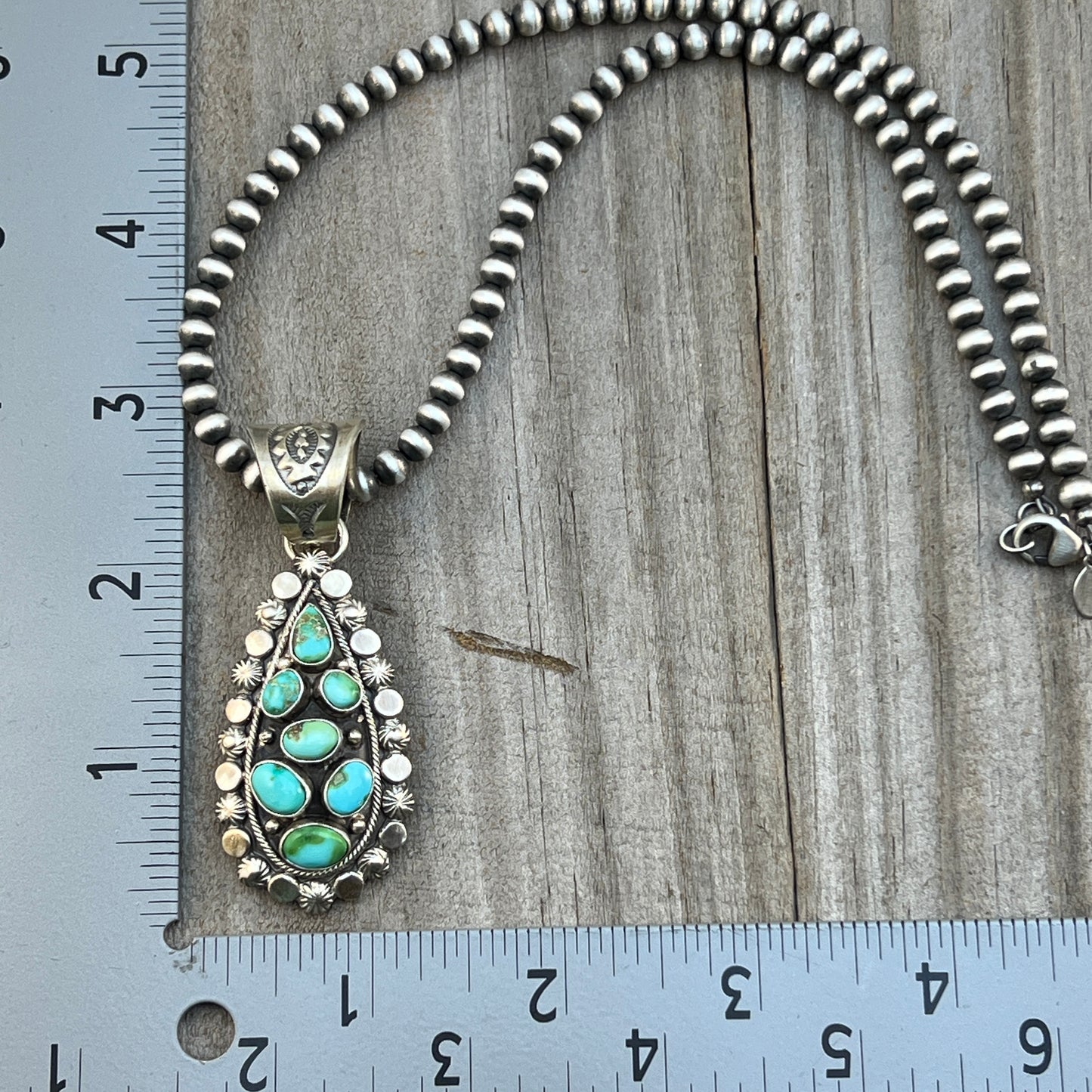 17" Necklace Sonoran Turquoise Adrienne Gordon Navajo handmade sterling silver