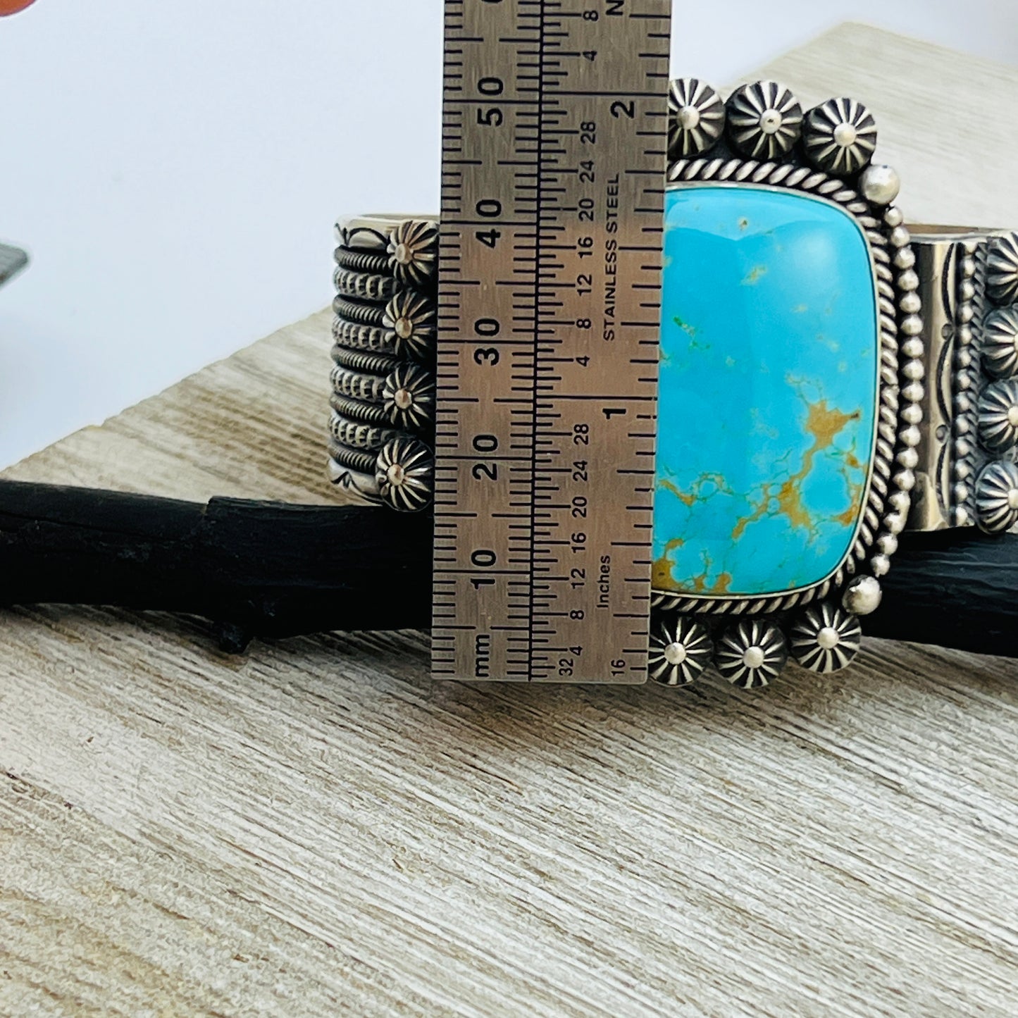 7" large #8 turquoise Sterling Silver Michael Calladitto statement cuff BR35