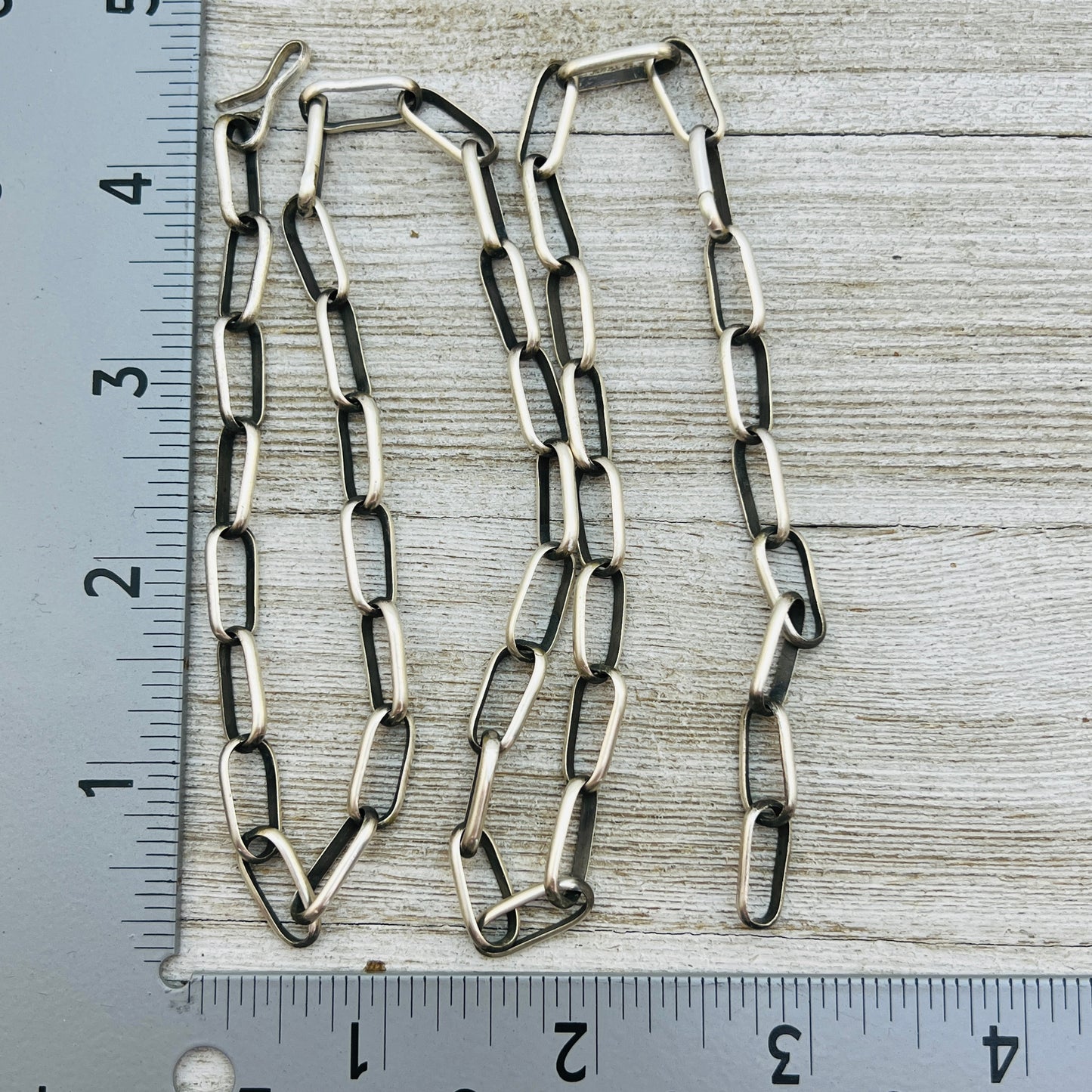 24" Handmade Sterling silver Paperclip link chain necklace Navajo Kevin Shorty CH24KS