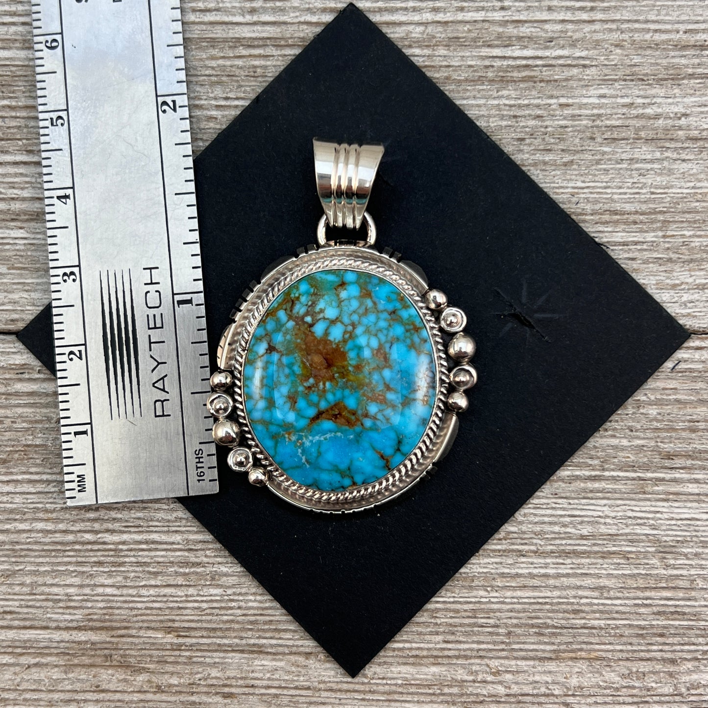 Blue Kingman Turquoise Pendant 2, Sterling Silver Daniel Benally