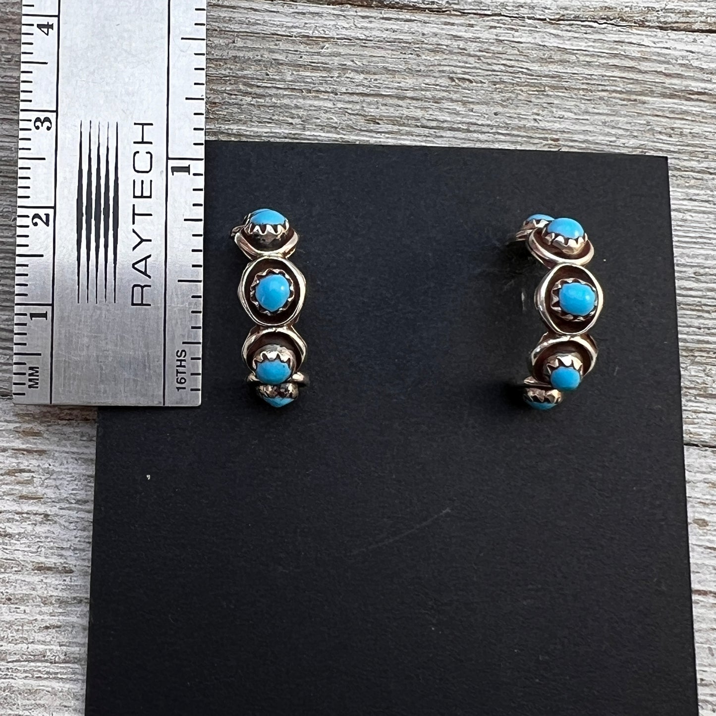 Zuni Snake Eye, Turquoise Dot 3/4" Hoop Earrings, Florenda Lonasse