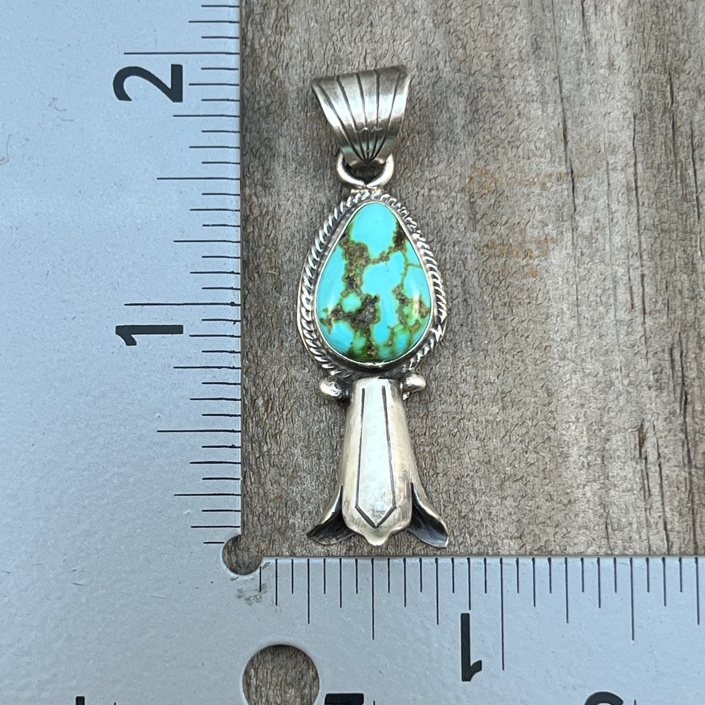 Sonoran Gold Turquoise Squash Blossom Pendant Adrienne Gordon Sterling Silver 505