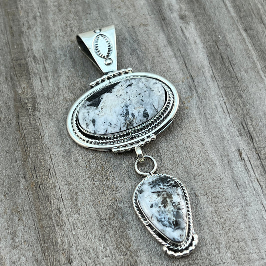 White Buffalo Pendant Sterling silver Navajo Handmade Mike Smith 518