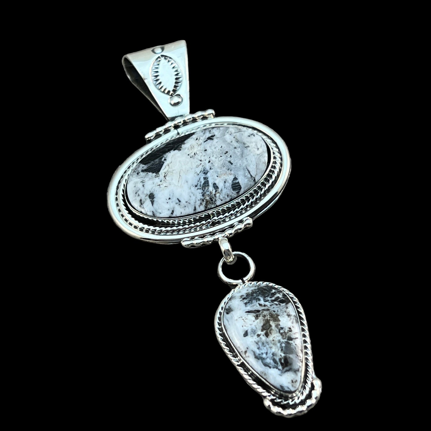 White Buffalo Pendant Sterling silver Navajo Handmade Mike Smith 518
