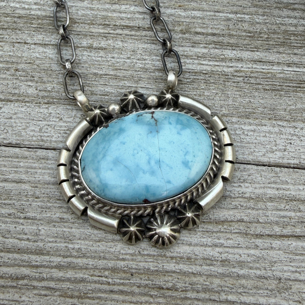 Golden Hills turquoise station necklace Sterling Silver Navajo Samuel Yellowhair NK35