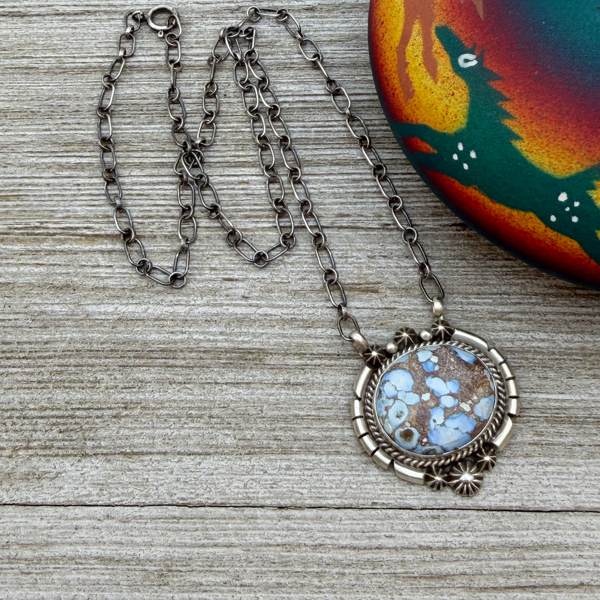 Golden Hills turquoise station necklace Sterling Silver Navajo Samuel Yellowhair NK34