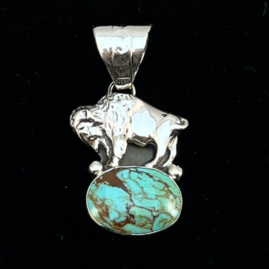Turquoise Buffalo Pendant Navajo Arthur Bruggeman sterling silver men women