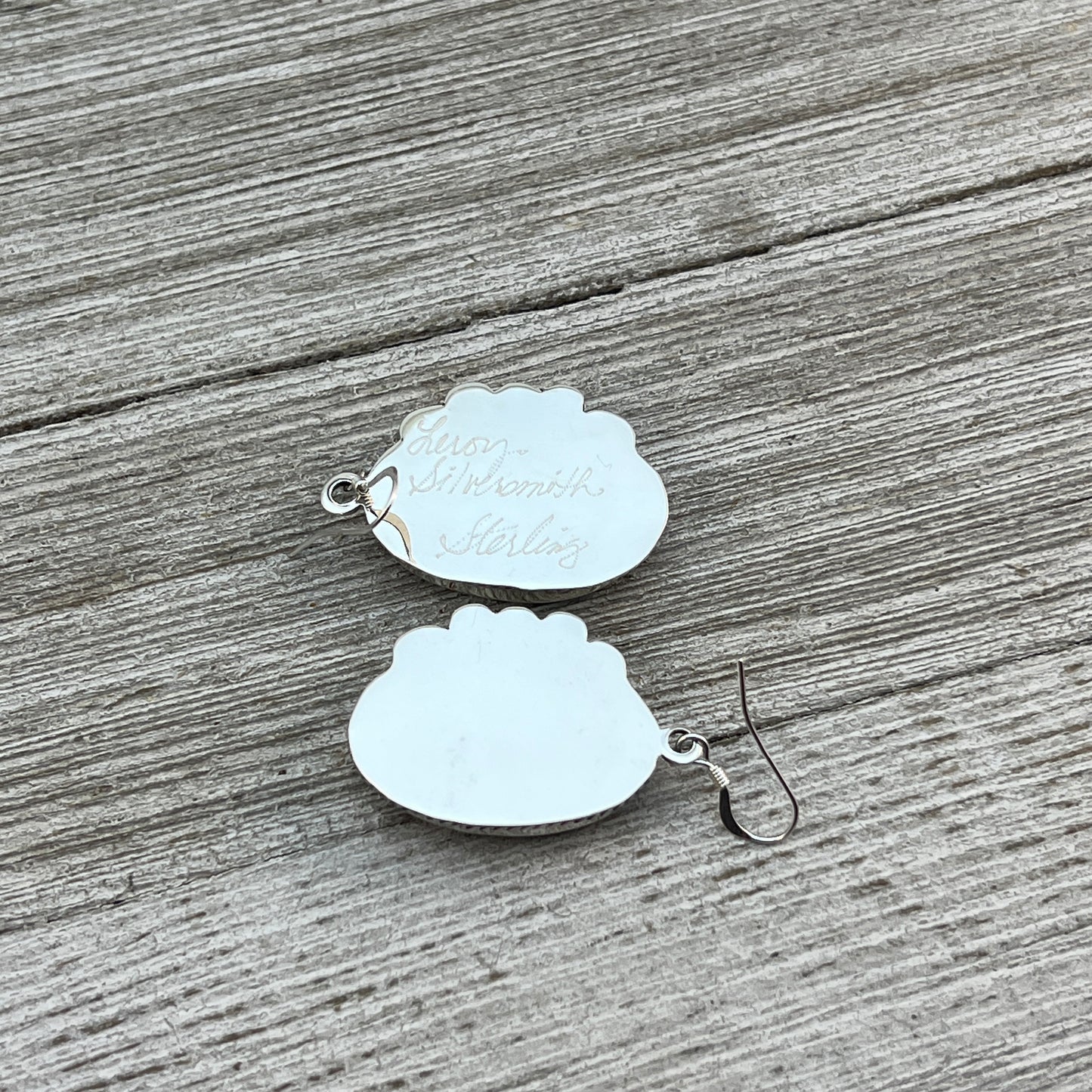 Turquoise Dangle Earrings sterling silver Navajo Leroy Silversmith