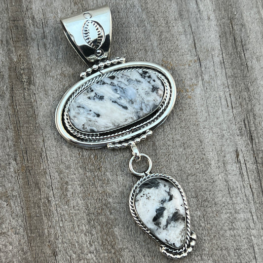 White Buffalo Pendant Sterling silver Navajo Handmade Mike Smith 524