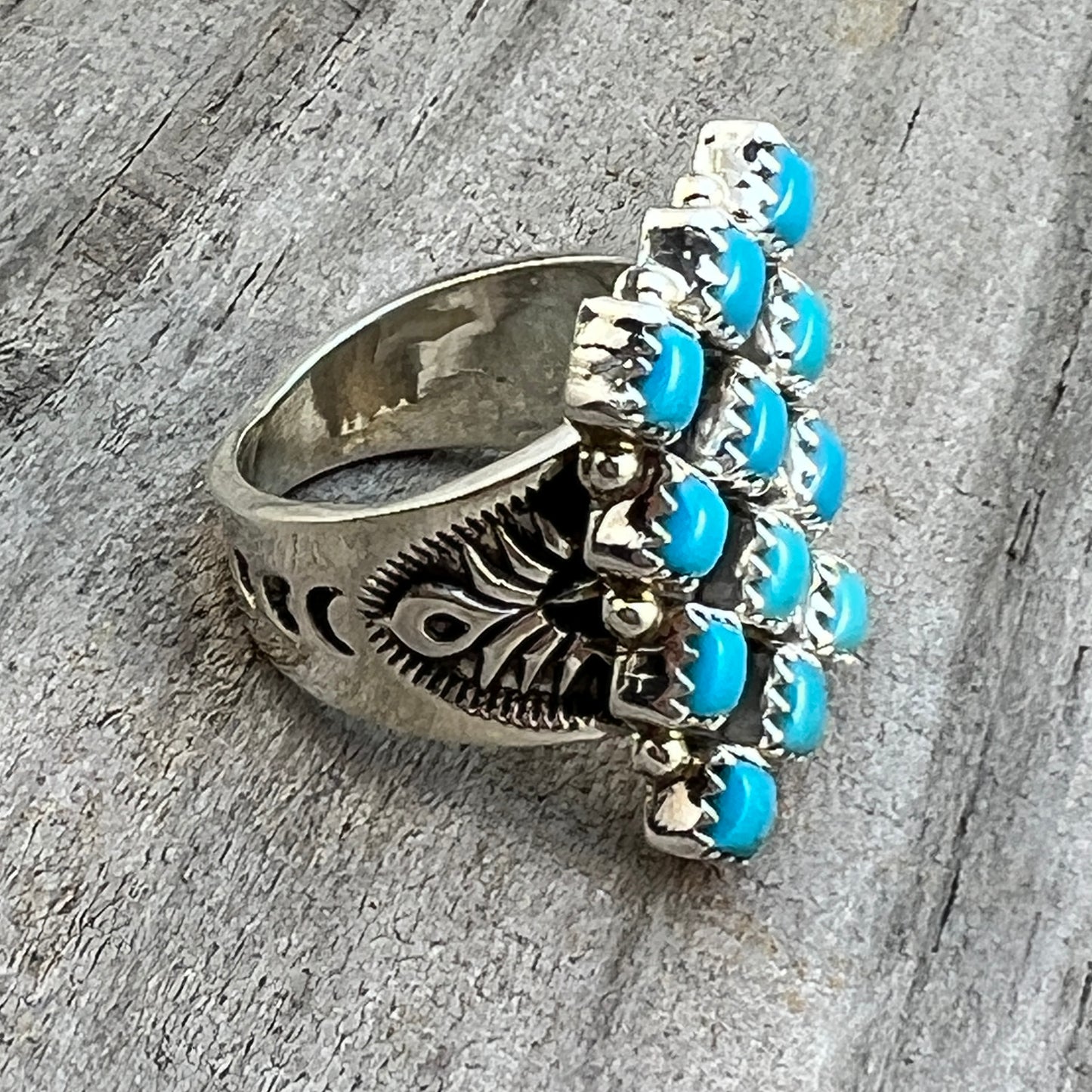 Size 9 Blue Kingman Turquoise Ring Sterling Silver handmade Verley Betone 548