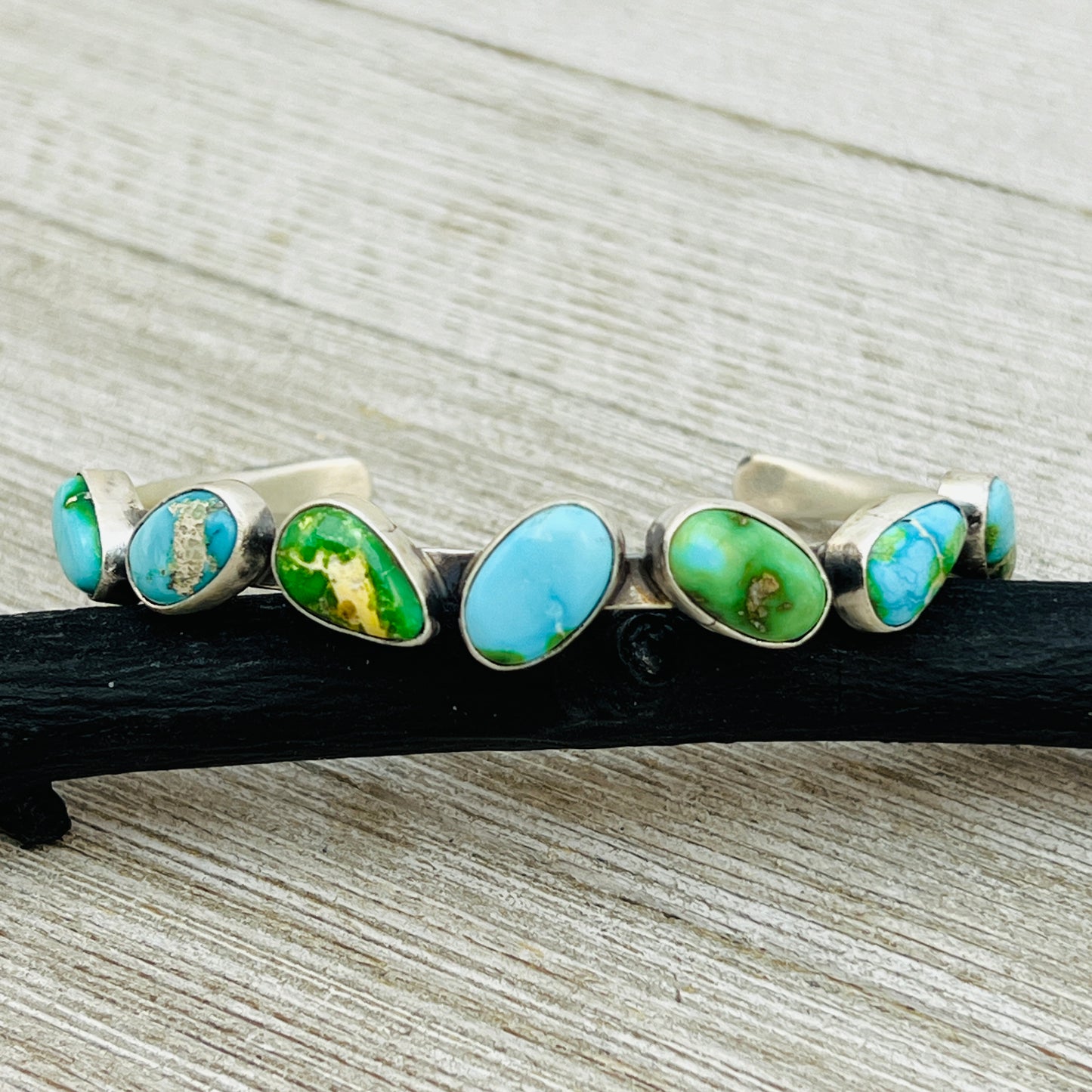 6 1/2" Sonoran Gold polychrome Turquoise cuff bracelet sterling silver Verley Betone BR22