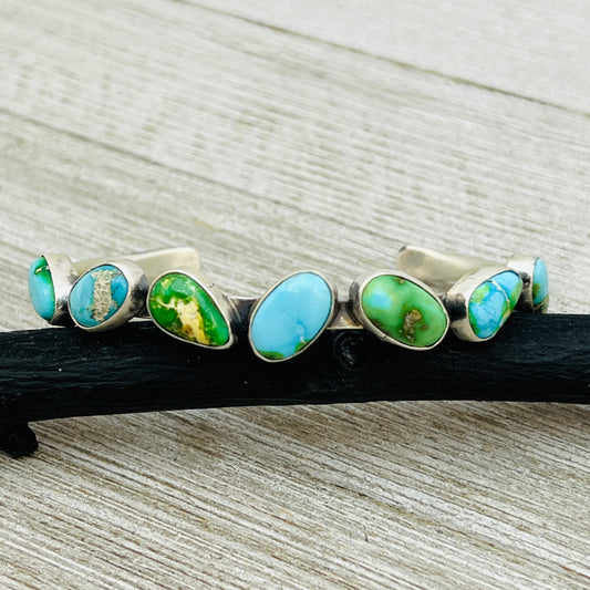 6 1/2" Sonoran Gold polychrome Turquoise cuff bracelet sterling silver Verley Betone BR22