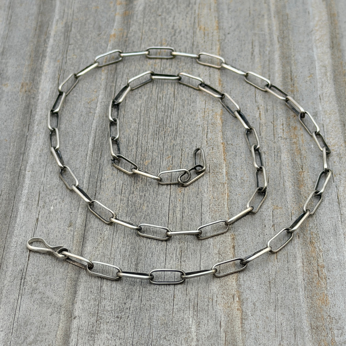18" Sterling Silver Navajo Handmade Paper Clip Link Chain necklace Sally Shurley CH3-18