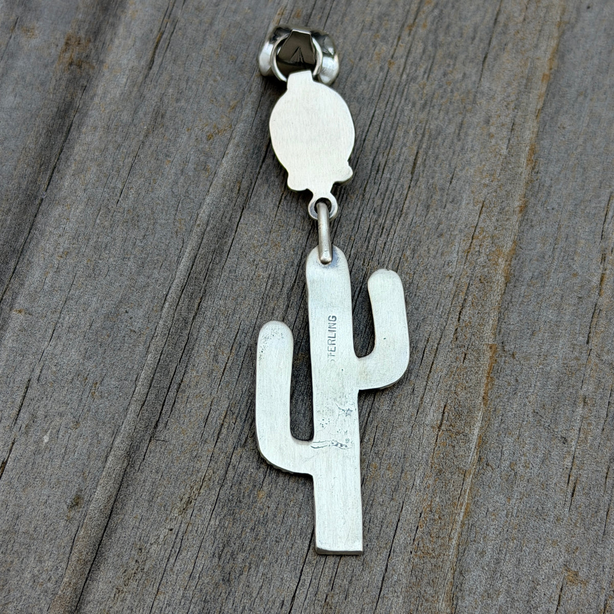 Blue Campitos Turquoise Cactus Pendant Sharon McCarthy Navajo Sterling Silver PD6