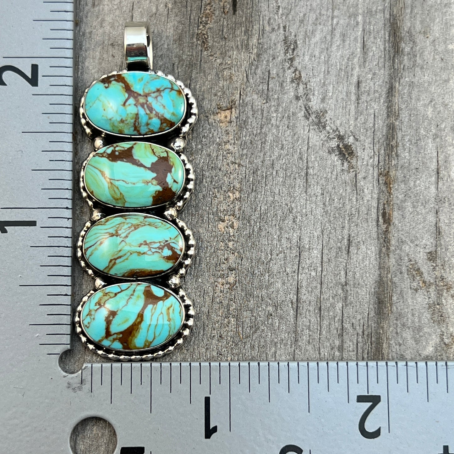 Turquoise vertical bar Pendant Sterling silver Navajo handmade Marie Bahe 540