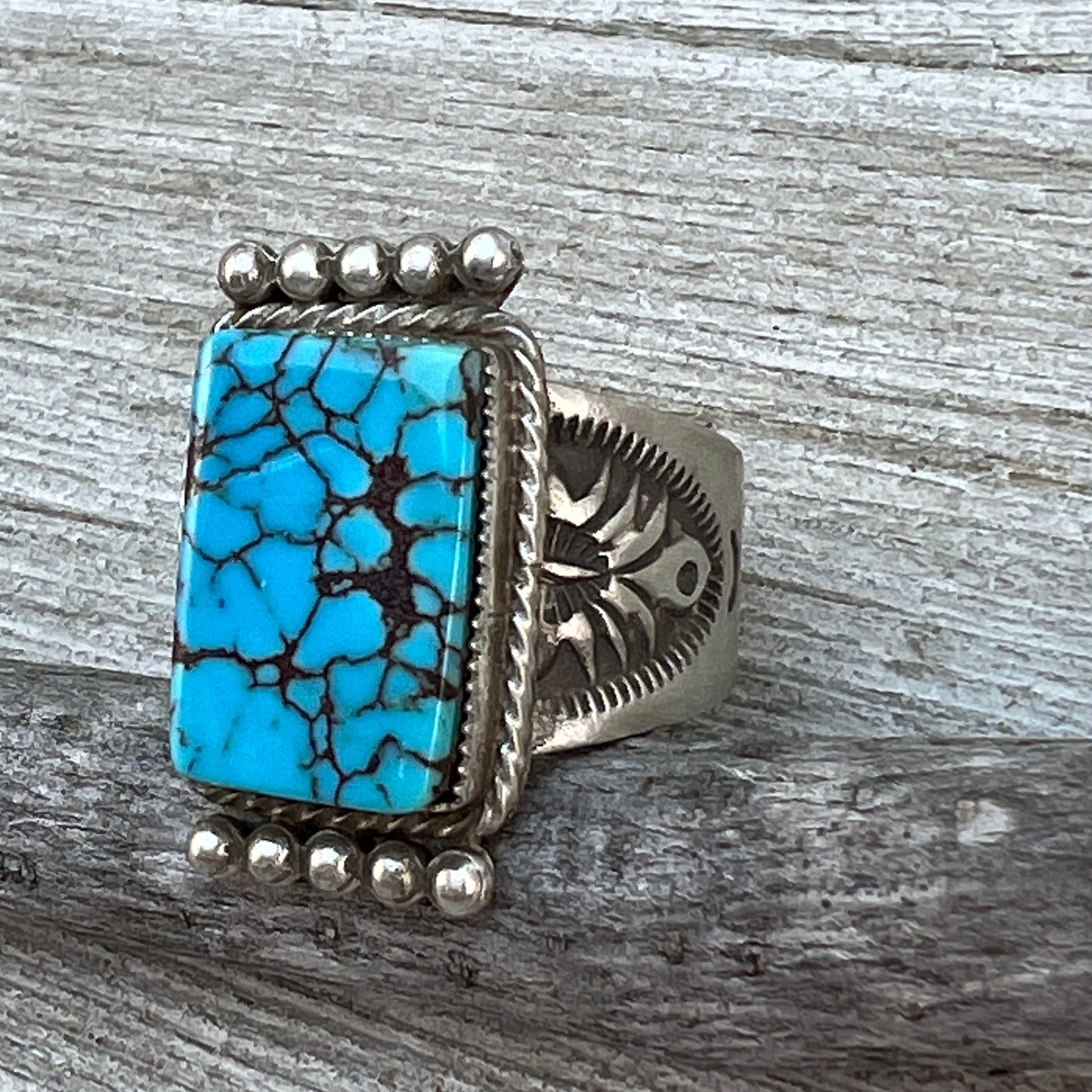 Size 11 1/4 Blue Kingman Turquoise Ring Sterling Silver Adrienne Gordon